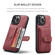 iPhone 15 Pro JEEHOOD RFID Blocking Anti-Theft Magnetic PU Phone Case - Red