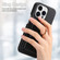 iPhone 15 Pro Litchi Leather Oil Edge Ring Card Back Phone Case - Black