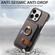 iPhone 15 Pro Litchi Leather Oil Edge Ring Card Back Phone Case - Grey
