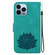 iPhone 15 Pro Lotus Embossed Leather Phone Case - Green