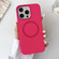 iPhone 15 Pro Metal Frame Liquid Silicone MagSafe Phone Case - Rose Red