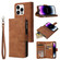 iPhone 15 Pro Multifunctional Multi-Card Wallet Phone Leather Case - Brown