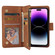iPhone 15 Pro Multifunctional Multi-Card Wallet Phone Leather Case - Brown