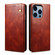 iPhone 15 Pro Oil Wax Crazy Horse Texture Leather Phone Case - Brown
