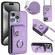 iPhone 15 Pro Organ Card Bag Ring Holder Phone Case with Long Lanyard - Purple