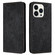 iPhone 15 Pro Retro Elephant Embossed Leather Phone Case - Black