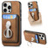 iPhone 15 Pro Retro Folding Ring Holder Card Bag MagSafe Phone Case - Brown