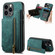 iPhone 15 Pro Retro Leather Zipper Wallet Back Phone Case - Green