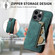 iPhone 15 Pro Retro Leather Zipper Wallet Back Phone Case - Green