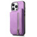 iPhone 15 Pro Retro MagSafe Zipper Wallet Card Bag Back Phone Case - Purple