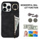 iPhone 15 Pro Retro Ring and Zipper RFID Card Slot Phone Case - Black