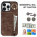 iPhone 15 Pro Retro Ring and Zipper RFID Card Slot Phone Case - Brown