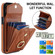 iPhone 15 Pro Rhombic Texture Card Bag Phone Case with Long Lanyard - Brown