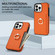 iPhone 15 Pro Ring Card Litchi Leather Back Phone Case - Orange
