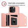 iPhone 15 Pro Skin Feel Four Card Slots Phone Case with Wrist Strap - Pink