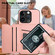 iPhone 15 Pro Skin Feel Four Card Slots Phone Case with Wrist Strap - Pink