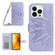 iPhone 15 Pro Skin Feel Sun Flower Embossed Flip Leather Phone Case with Lanyard - Purple