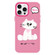 iPhone 15 Pro Skin Feeling Jelly TPU Hybrid PC Phone Case - Bow White Cat Rose Red