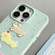 iPhone 15 Pro Skin Feeling Jelly TPU Hybrid PC Phone Case - Listen to Music Rabbit Light Green