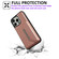 iPhone 15 Pro Solid Color Metal Buckle Card Slots Bag Phone Case - Rose Gold