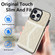 iPhone 15 Pro Splicing Rhombic Texture Card Bag Phone Case with Long Lanyard - Beige