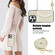 iPhone 15 Pro Splicing Rhombic Texture Card Bag Phone Case with Long Lanyard - Beige