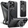 iPhone 15 Pro Suteni G3 Carbon Fiber Leather 360 Rotation Holder MagSafe Phone Case - Black