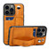 iPhone 15 Pro SUTENI H12 Wrist Strap Leather Back Phone Case with Card Slot - Khaki