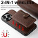 iPhone 15 Pro Suteni H20 Cross-Grain MagSafe Horizontal Card Bag Back Phone Case - Brown