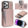 iPhone 15 Pro Three Fold Card Bag Phone Case with Long Lanyard - Rose Gold