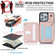 iPhone 15 Pro YM006 Skin Feel Zipper Card Bag Phone Case with Dual Lanyard - Rose Gold