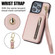 iPhone 15 Pro YM006 Skin Feel Zipper Card Bag Phone Case with Dual Lanyard - Rose Gold