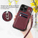 iPhone 15 Pro Zipper Card Slots RFID Phone Case - Wine Red