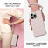 iPhone 15 Plus / 14 Plus Crossbody Rhombic Zipper Tower Buckle Leather Phone Case with Lanyard - Beige