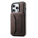 iPhone 15 Plus / 14 Plus Denior D17 Skin Feel MagSafe Detachable Card Slot Phone Case - Brown