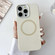 iPhone 15 Plus / 14 Plus Metal Frame Liquid Silicone MagSafe Phone Case - Milk Tea White