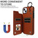 iPhone 15 Plus / 14 Plus Rhombic Texture Card Bag Phone Case with Short Lanyard - Brown