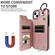 iPhone 15 Plus / 14 Plus Rhombic Texture Card Bag Phone Case with Short Lanyard - Rose Gold