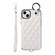 iPhone 15 Plus / 14 Plus Rhombic Texture Card Bag Phone Case with Short Lanyard - White