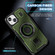 iPhone 15 Plus / 14 Plus Ring Holder Carbon Fiber PC Hybrid TPU Phone Case - Army Green