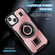 iPhone 15 Plus / 14 Plus Ring Holder Carbon Fiber PC Hybrid TPU Phone Case - Rose Gold