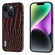 iPhone 15 Plus ABEEL Genuine Leather Crocodile Pattern Black Edge Phone Case - Coffee