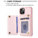 iPhone 15 Plus BF25 Square Plaid Card Bag Holder Phone Case - Pink
