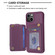 iPhone 15 Plus BF27 Metal Ring Card Bag Holder Phone Case - Dark Purple
