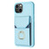 iPhone 15 Plus BF29 Organ Card Bag Ring Holder Phone Case - Blue