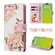 iPhone 15 Plus Bronzing Painting RFID Leather Case - Rose Flower