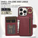 iPhone 15 Plus Brushed Texture Wallet Ring Holder Phone Case - Wine Red