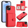 iPhone 15 Plus Button Card Bag RFID Anti-theft Phone Case - Red