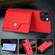 iPhone 15 Plus Button Card Bag RFID Anti-theft Phone Case - Red