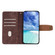 iPhone 15 Plus Color Stitching Skin Feel Leather RFID Blocking Phone Case - Brown